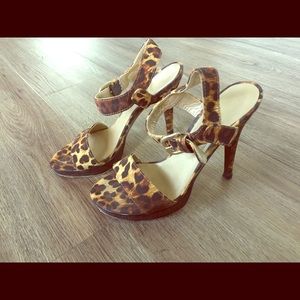 Stuart Weitzman Cheetah Print 5” Strap Heels